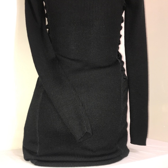 Calvin Klein Ribbed Wool Ruched Waist Long Dress - Picture 11 of 16